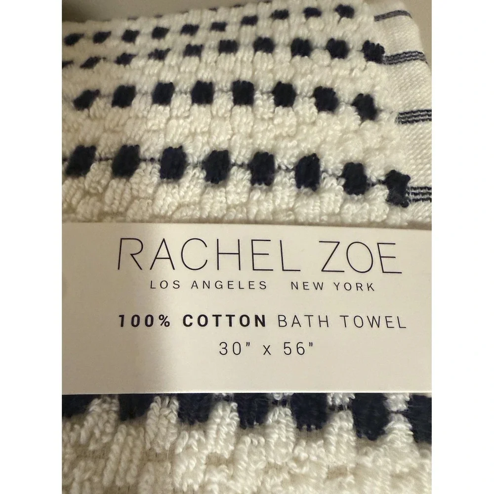 NEW Rachel Zoe Black & Off White COTTON 2 BATH  2 HAND TOWELS New